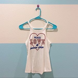 Crazy 8 Peace Love & Potato Chips White Tank/Cami